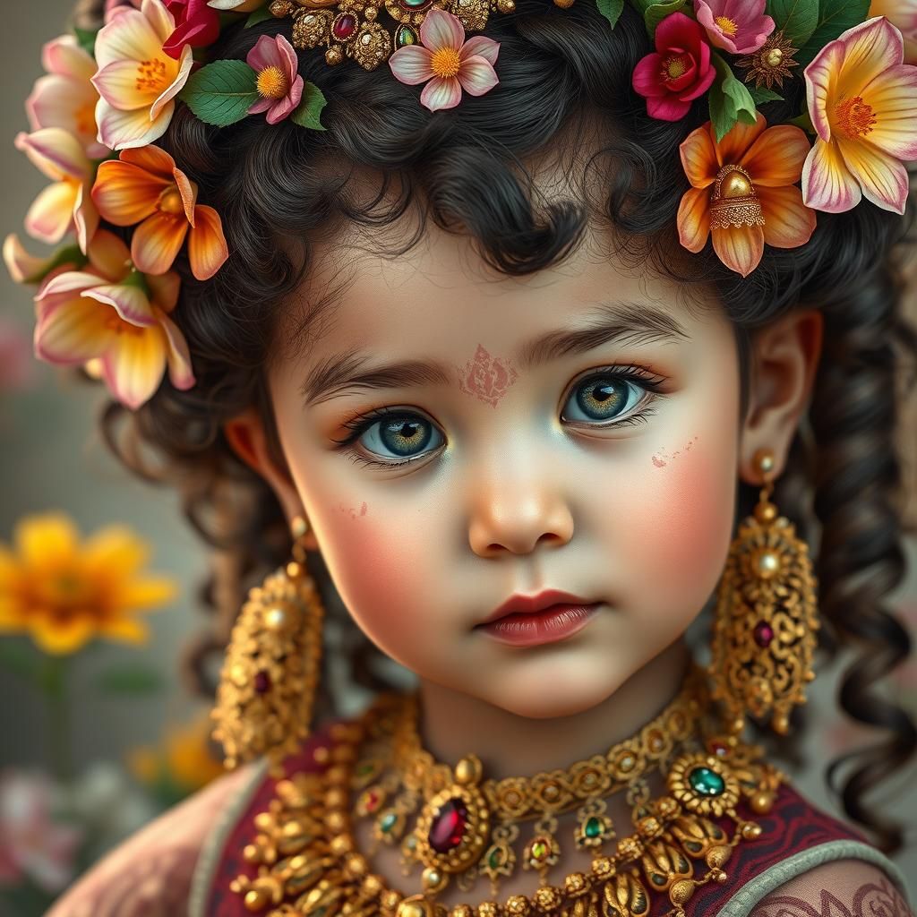 Kazakh Empress with Flowers, Fantasy Digital Art