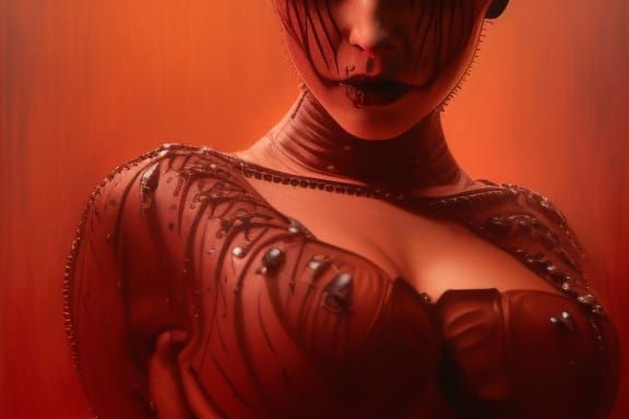 Detailed Portrait of a Female Pinhead Cenobite