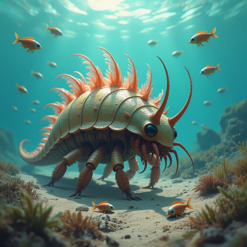 Hallucigenia Walks the Precambrian Seabed in Digital Art