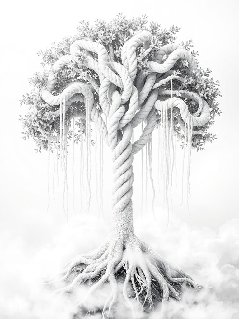 Abstract Prosperity: Money Tree in Double Exposure