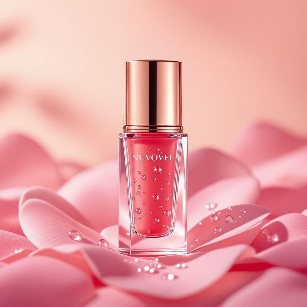 Vibrant Coral Lip Gloss Still Life in Hyper-Realistic Detail