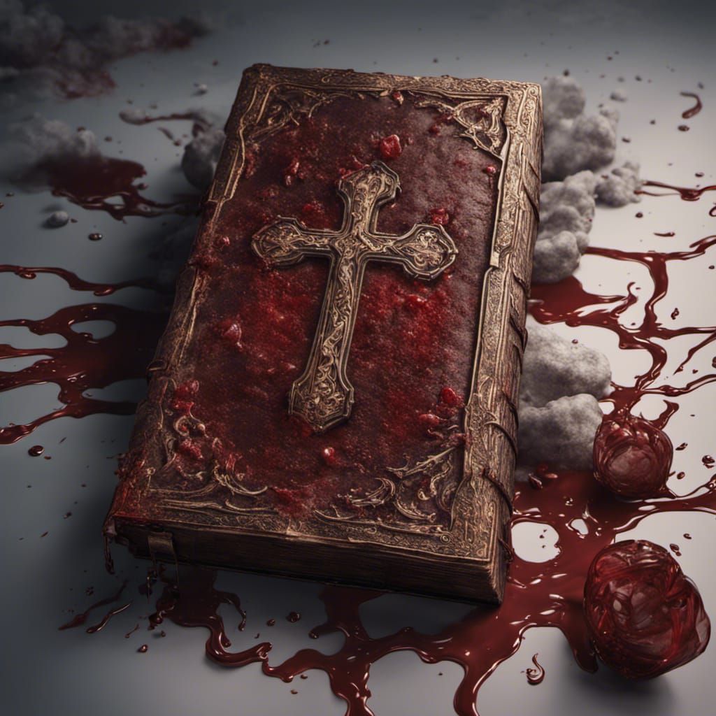 Bible Soaked in Blood: Detailed Matte Painting