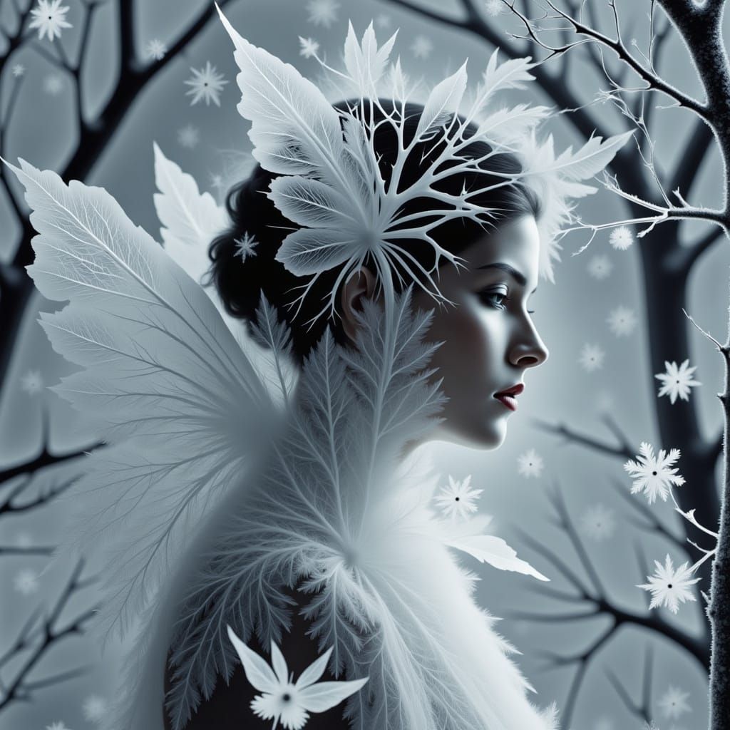 Ethereal Winter Castle in Infrared Black and White