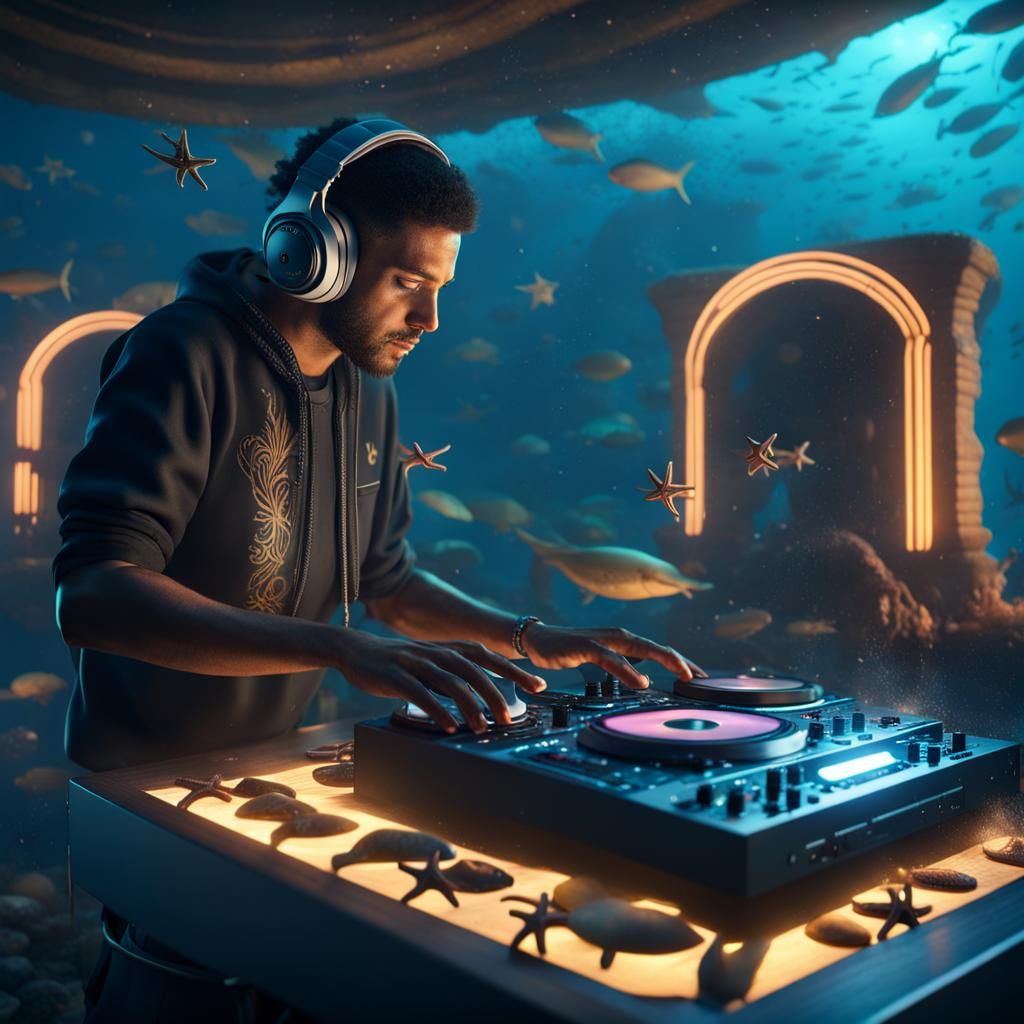 Underwater DJ in Atlantis: Fantasy Concept Art