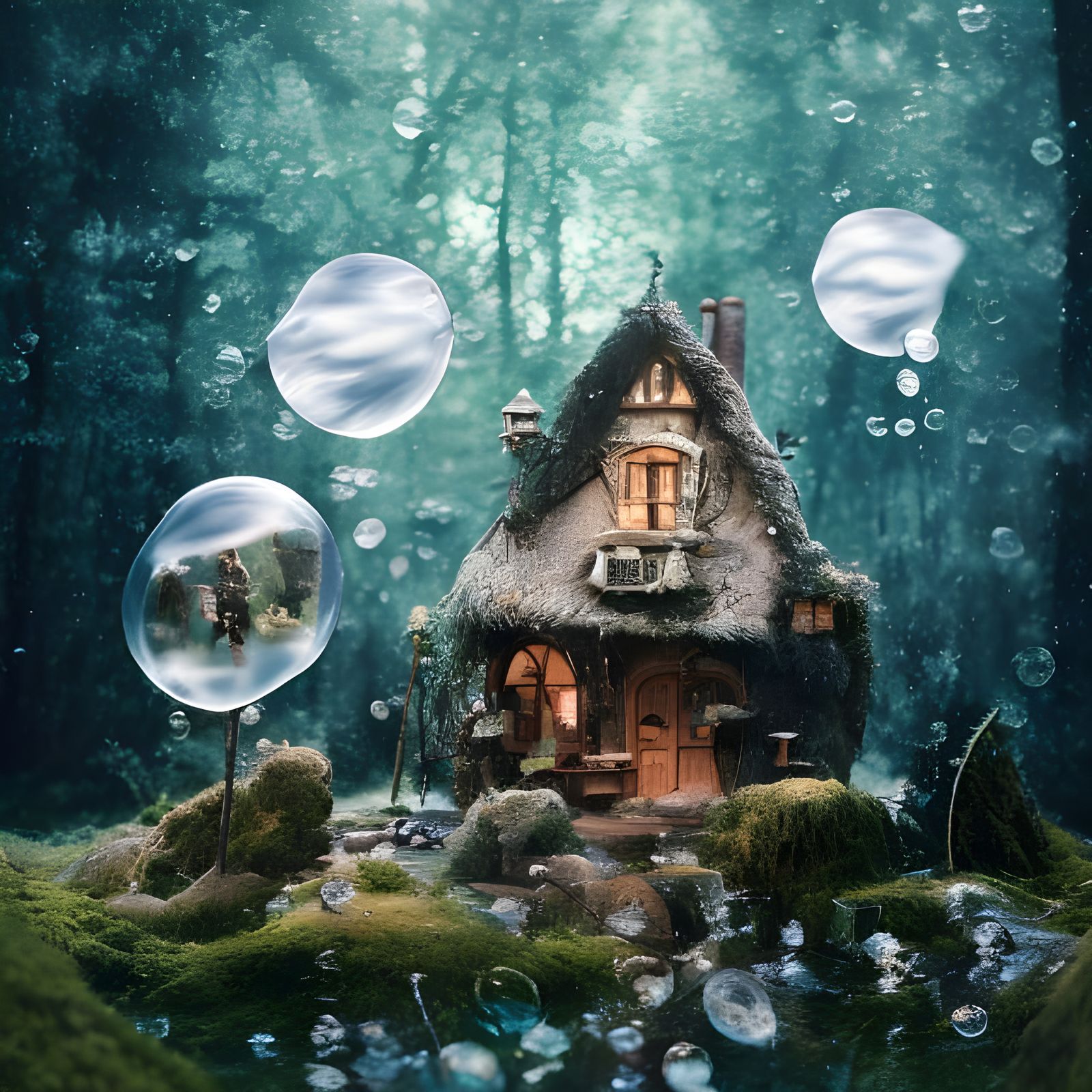 Cute Water Bubble Witch House in 8k Resolution