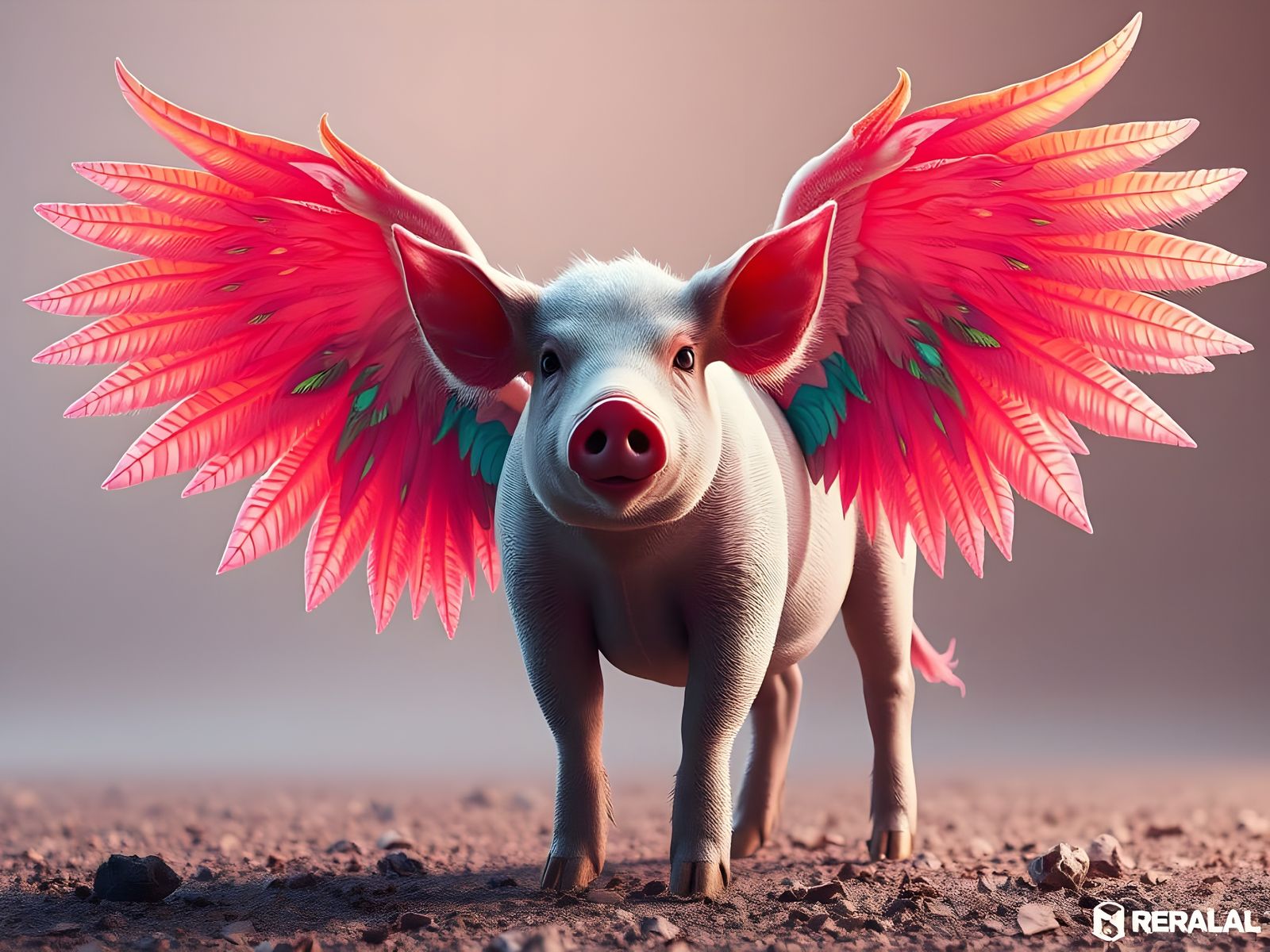 Winged Pig with Iridescent Details in Unreal Engine 5
