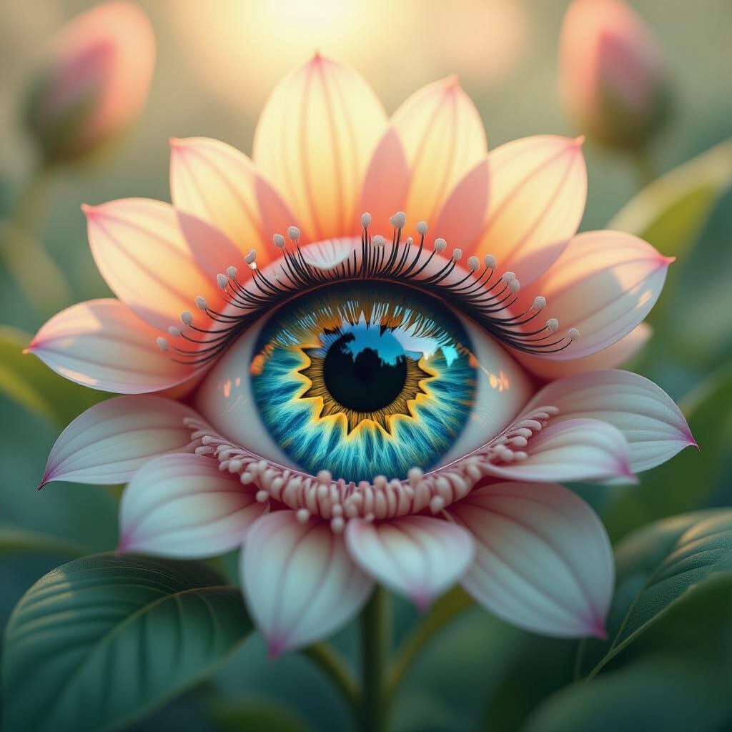 Floral Eye Iris in Digital Matte Painting Style