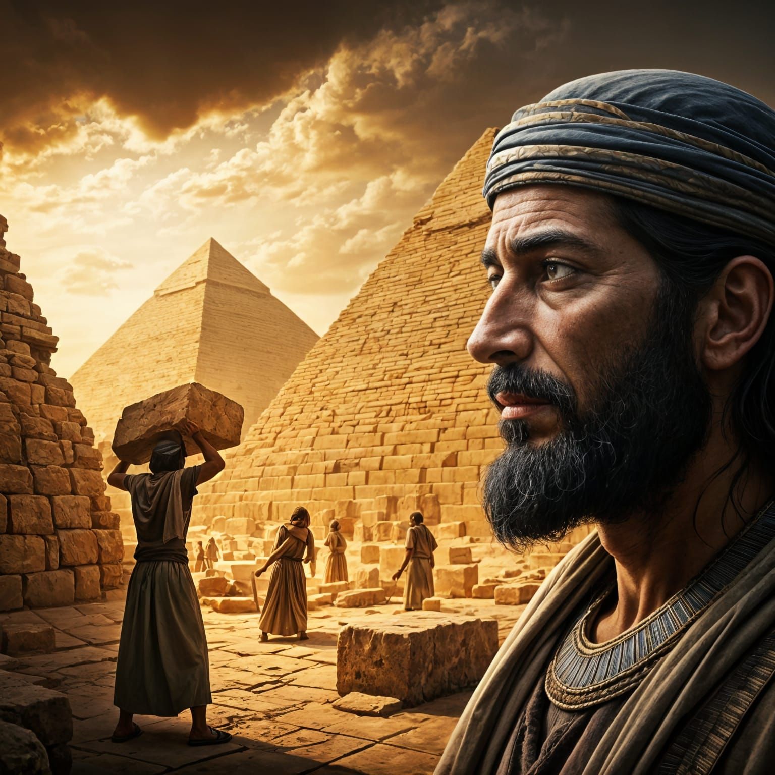 Ancient Israelites in Bondage, Set Against Egyptian Majesty