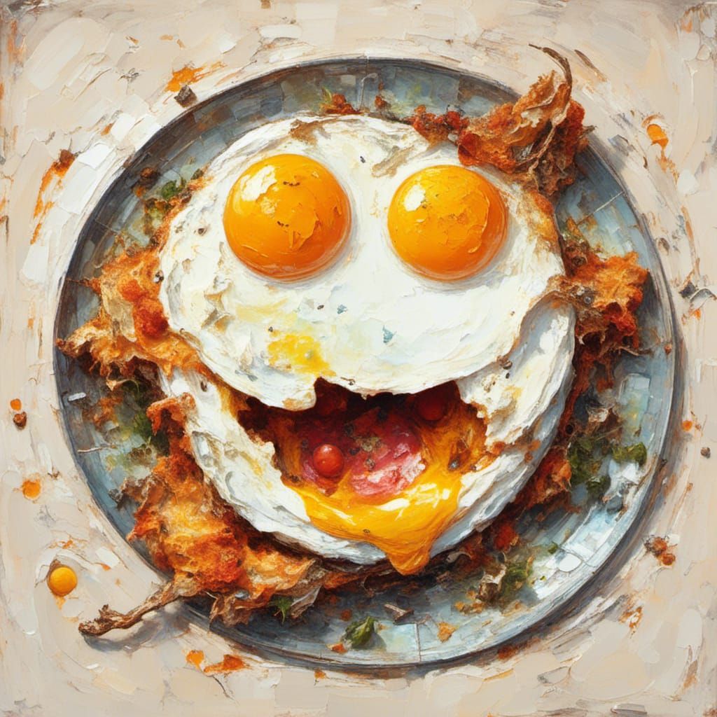 Happy Fried Egg Kawaii Illustration