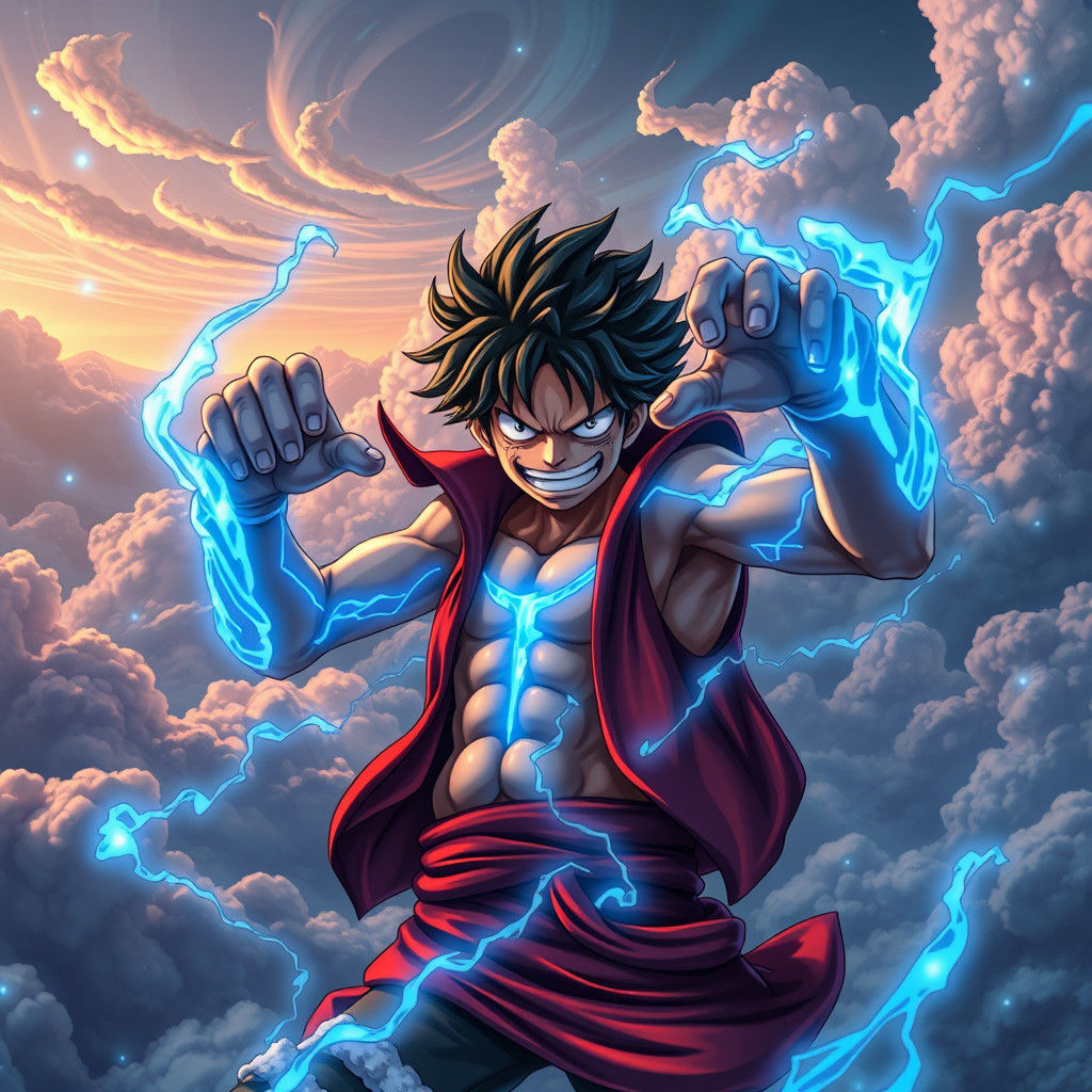 Luffy Gear 5 Unleashed: Electric Blue Energy