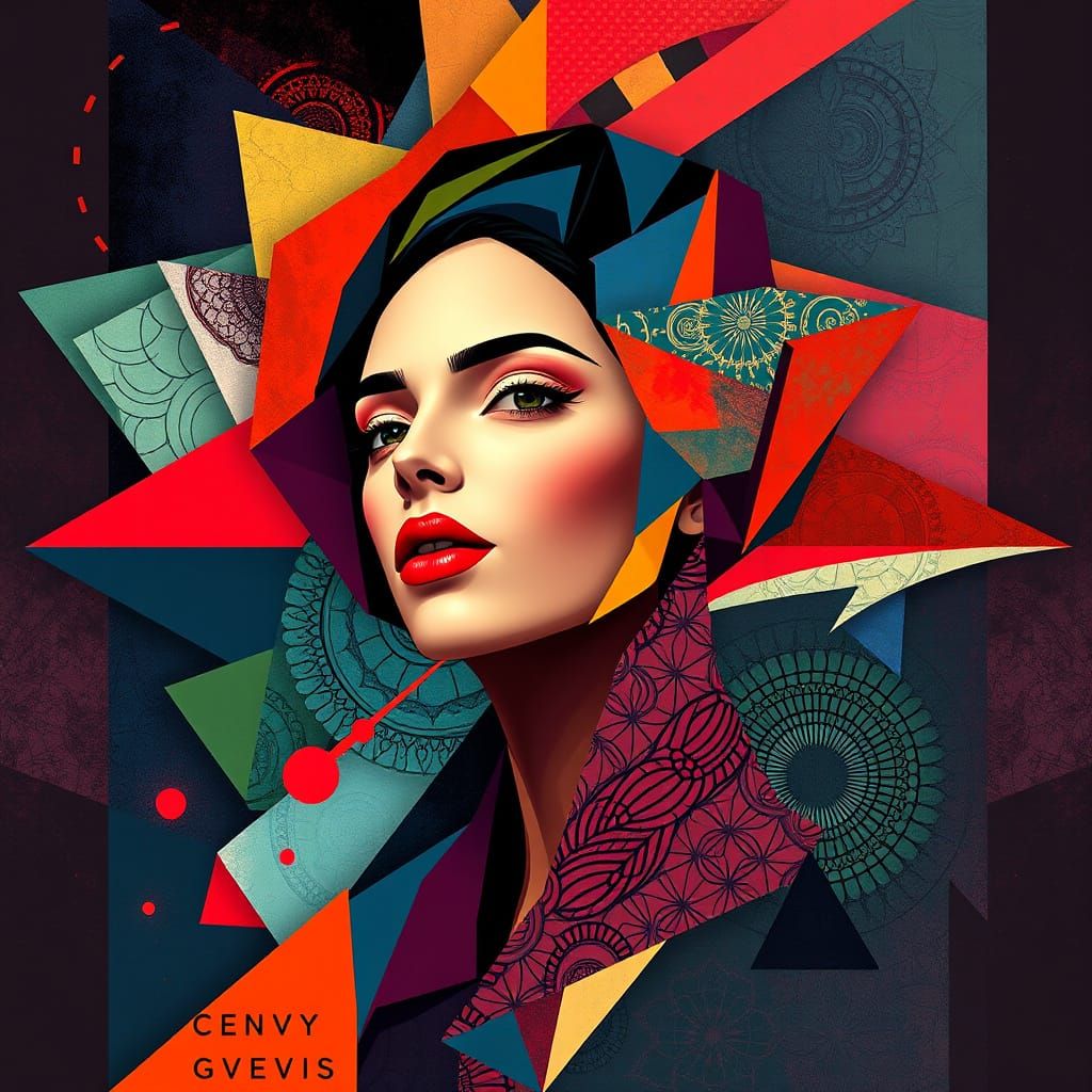 Geometric Woman: 3D Neo-Cubist Art Deco Design