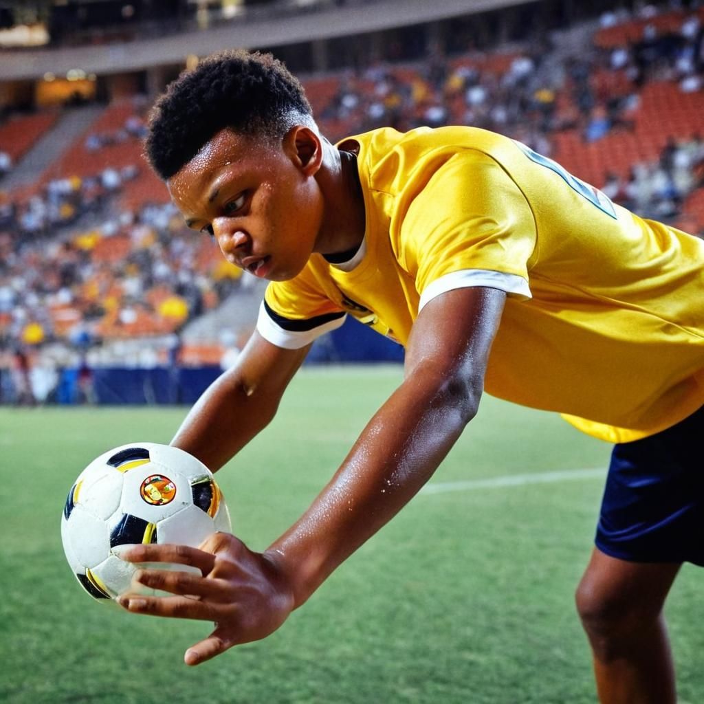 Soccer Player Kicking Knuckle Ball: Dynamic Sports Photo