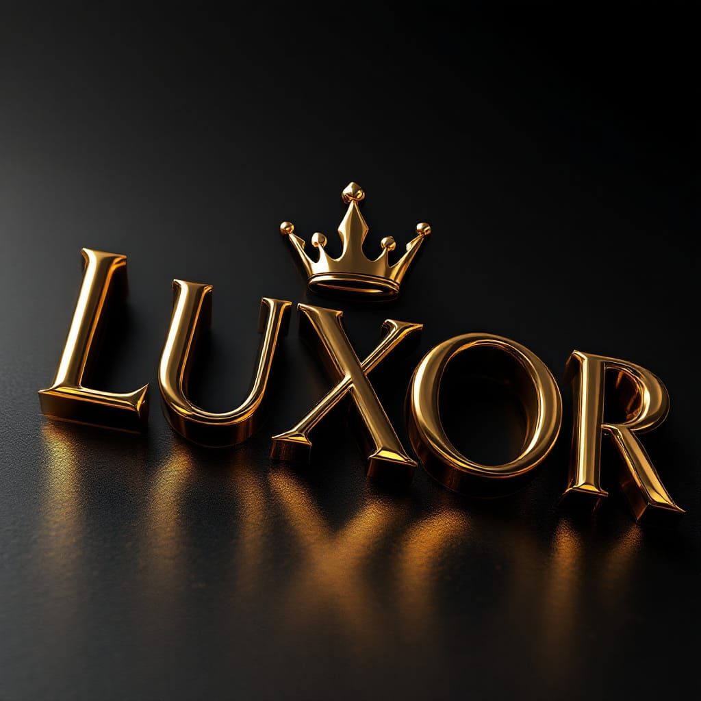 Ultra Realistic 3D LUXOR Logo in Metallic Gold