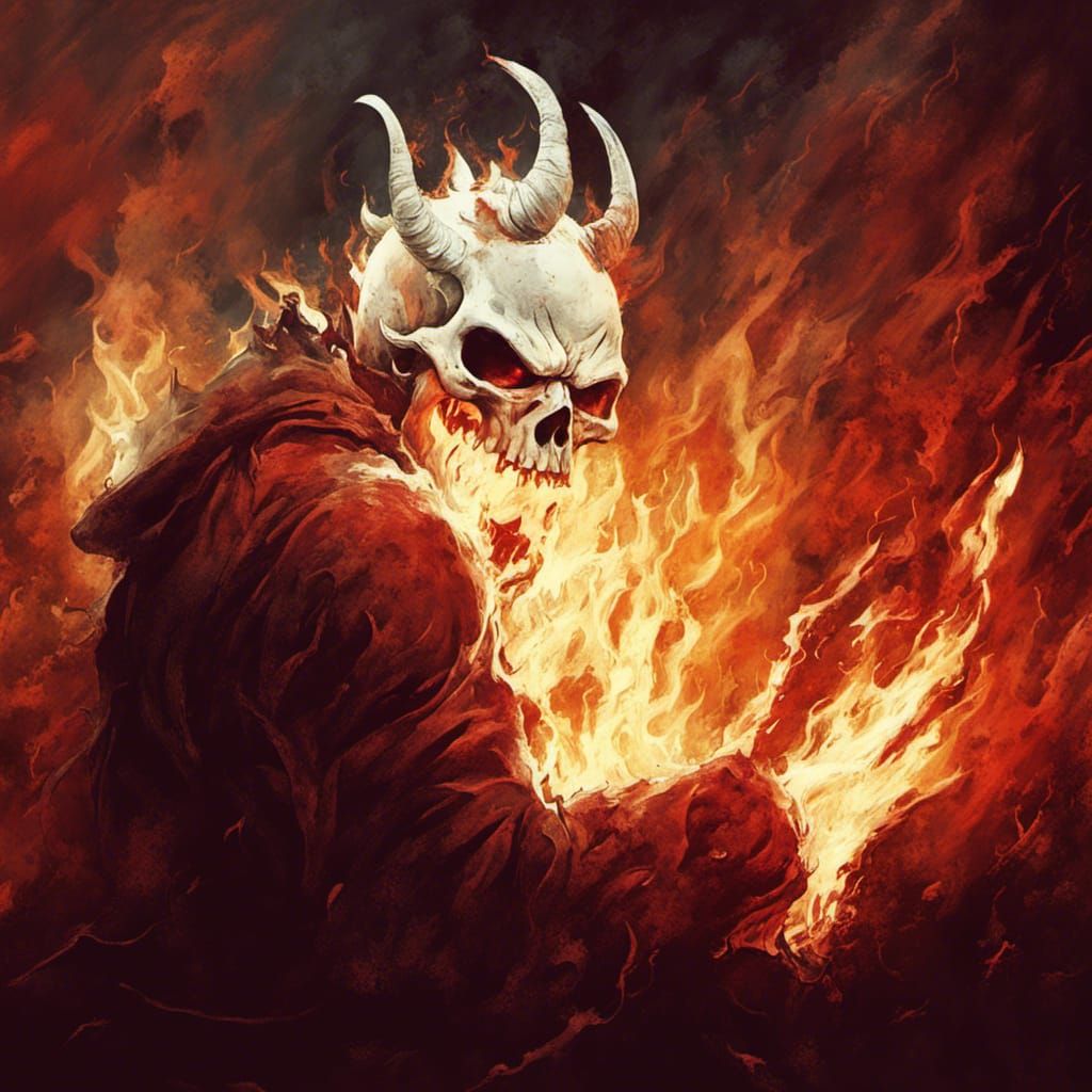 Infernal Skull Engulfed in Hellfire Flames