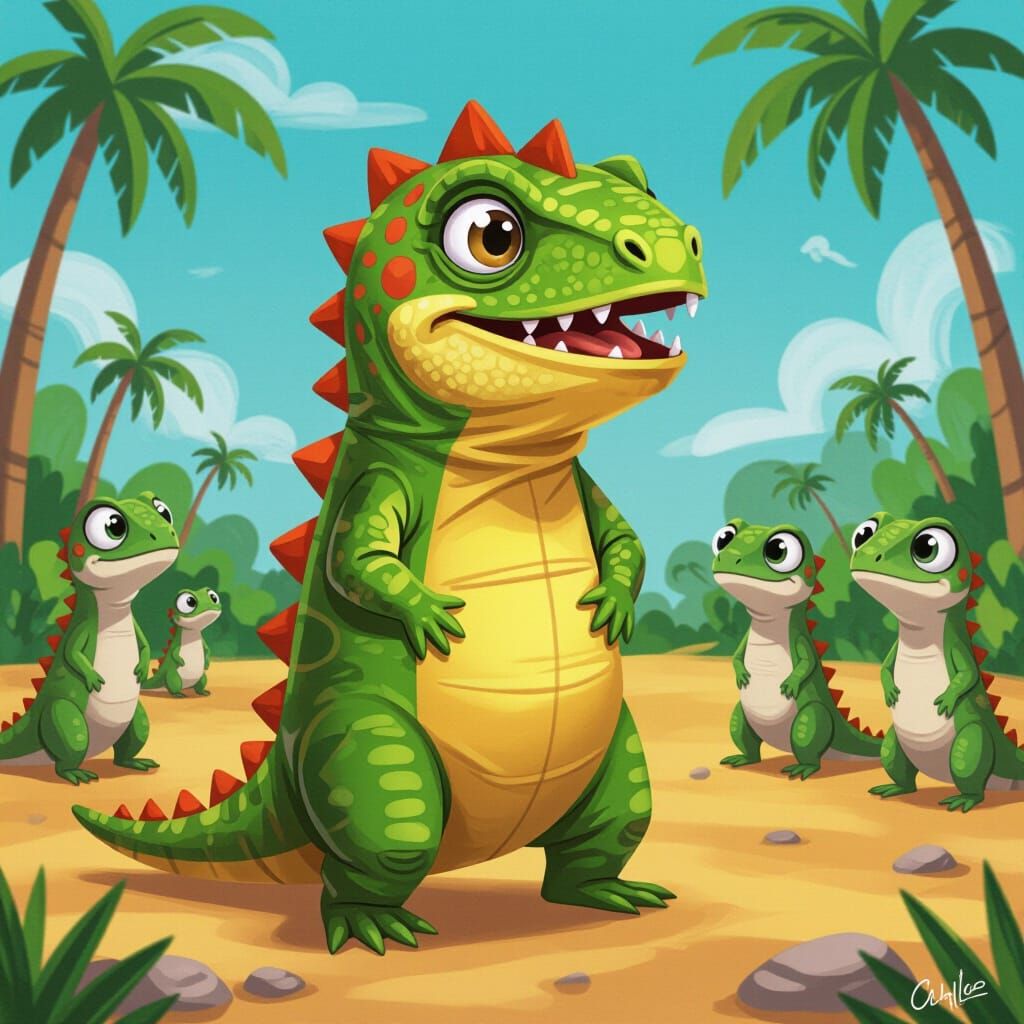 Funny Lizard in Dinosaur Costume, Master of Disguise