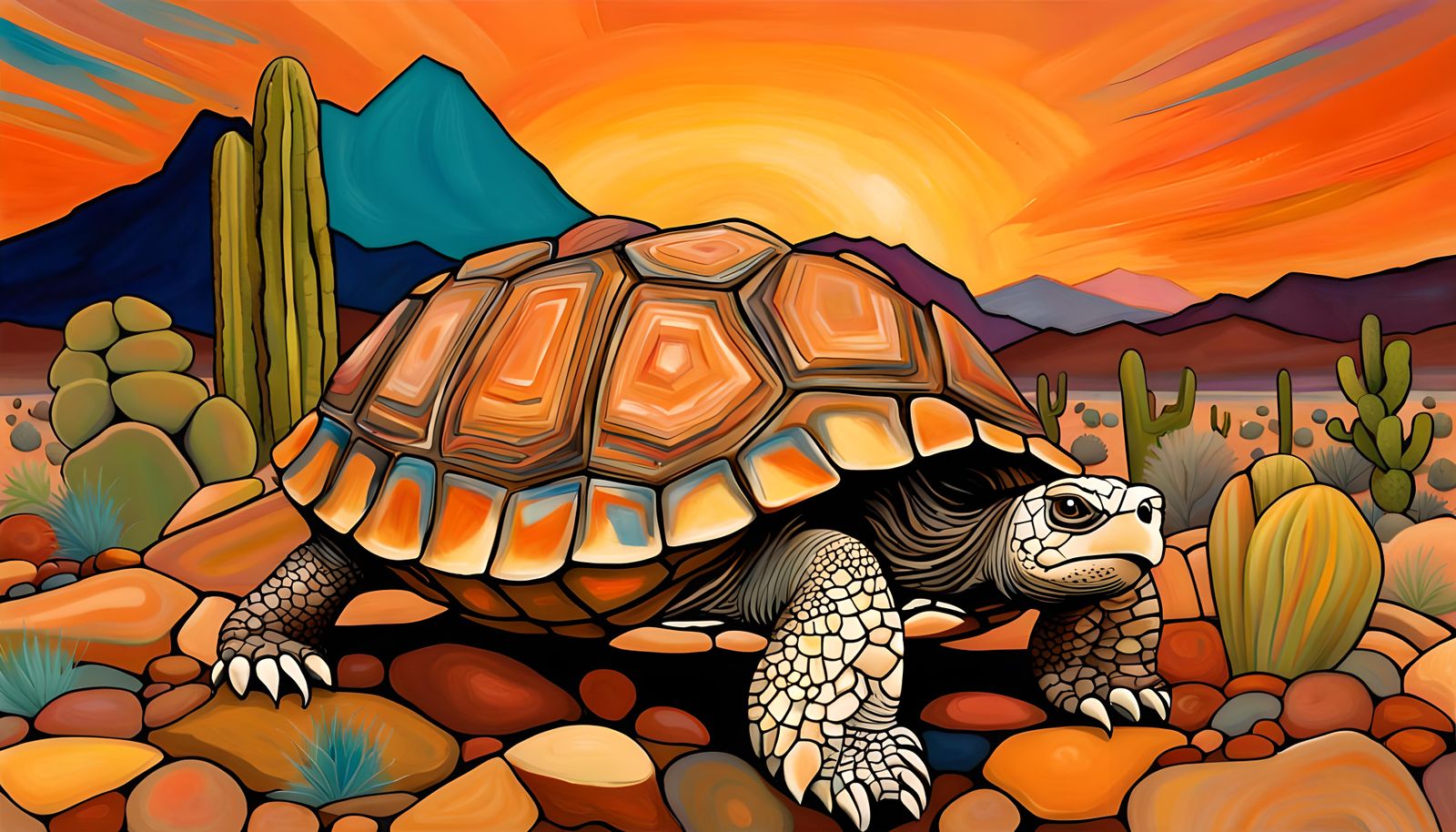 Mojave Desert World Turtle with Copper Eyes