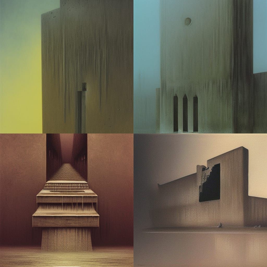 Brutalist Dystopia in Beksinski Style