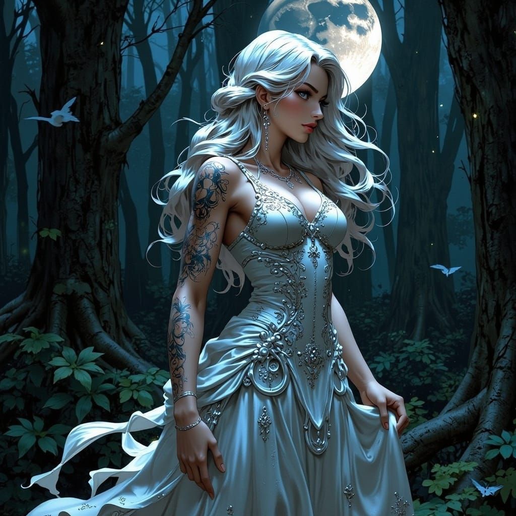 Celestial Woman in Twilight Forest