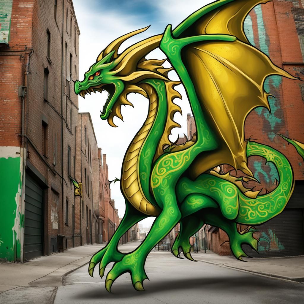 Life Elemental Dragon in Graffiti City