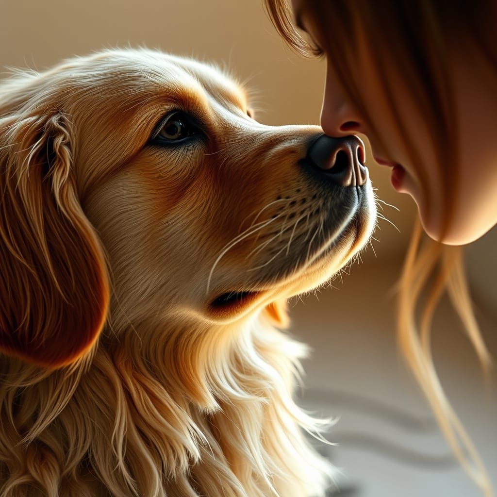 Concerned Golden Retriever in Hyperrealistic Style