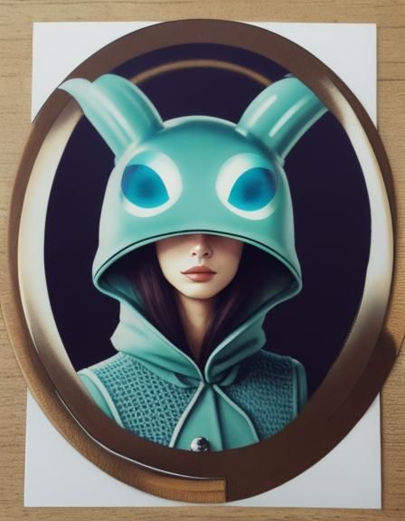 Royal Alien in Hat Polaroid Style