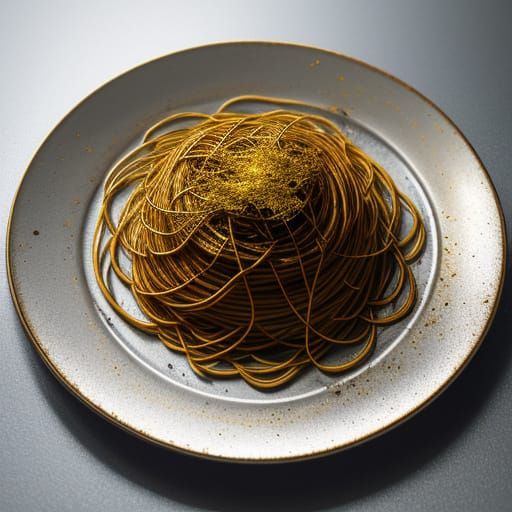 Iron Wire Spaghetti with Paint Smears, Macro Shot