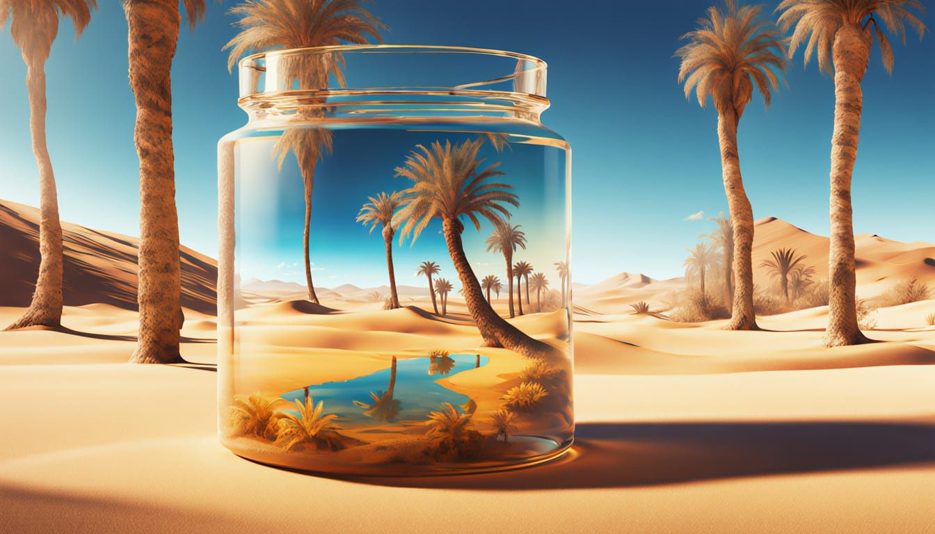 Golden Oasis Dreamscape in Painterly Style