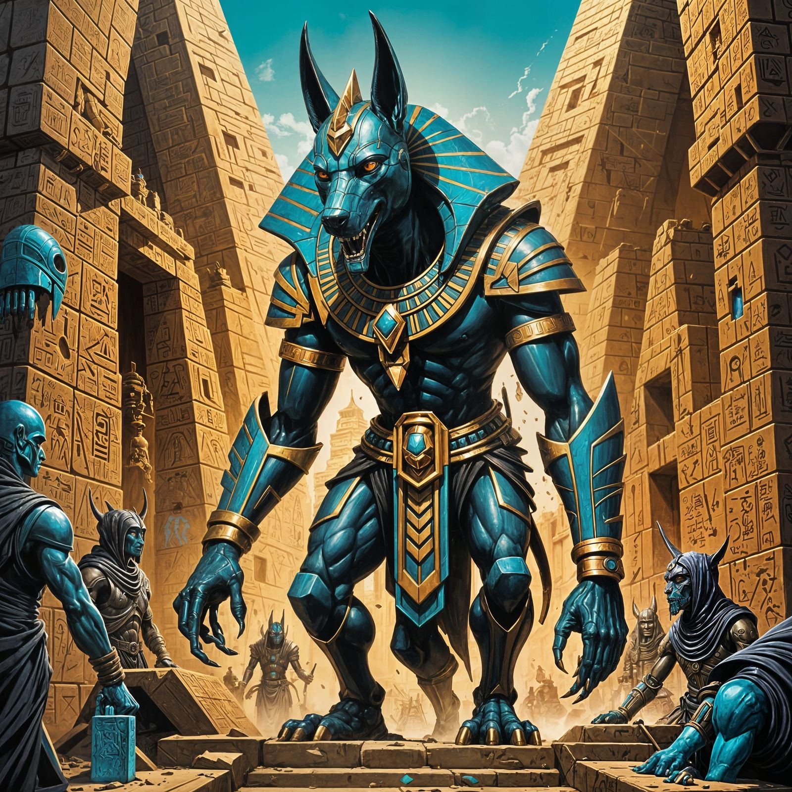 Mechanical Anubis Descends to Tomb in Graffiti Art