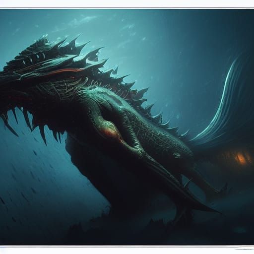 Deep Sea Monster in Dark Fantasy Style