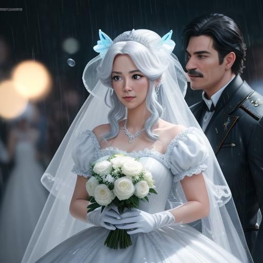 Hyperrealistic Super Mario and Princess Kiss in Rain