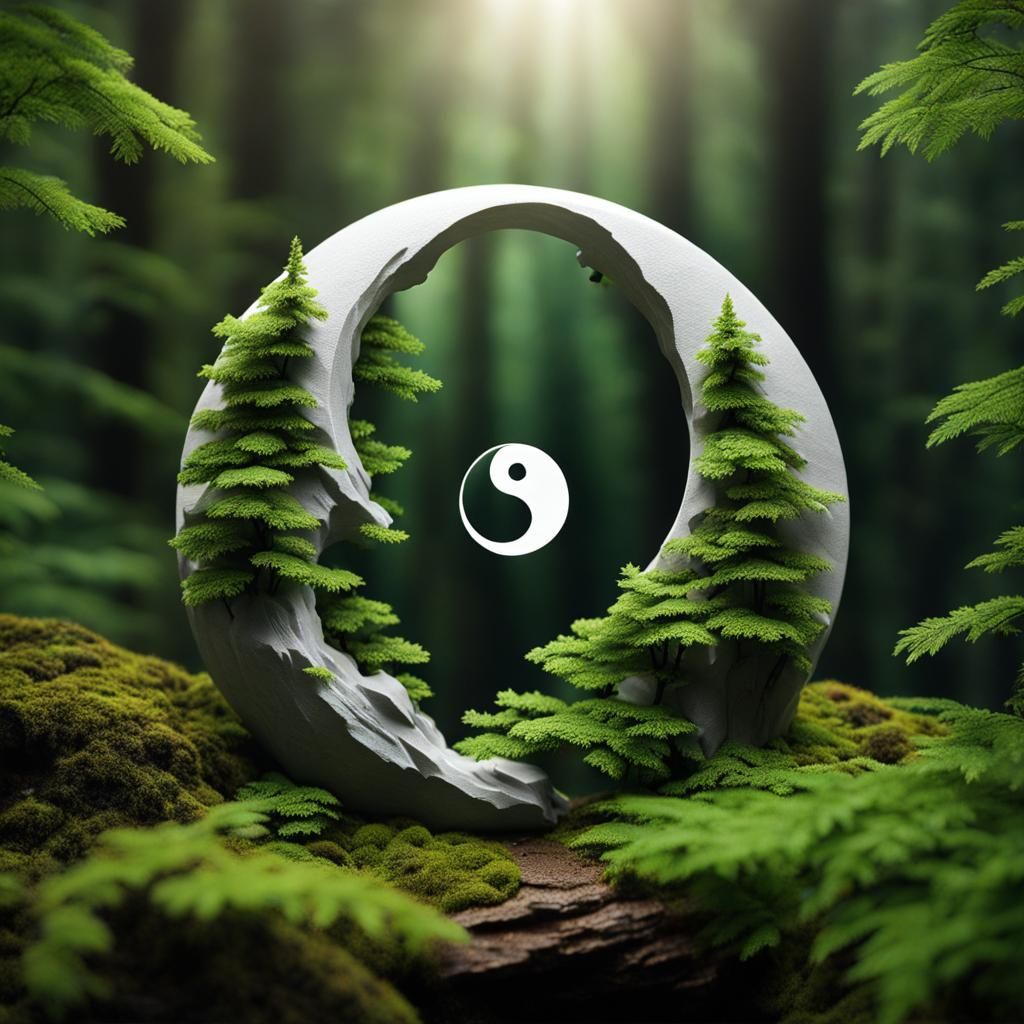 Action Figures in Yin and Yang Mountain Forest