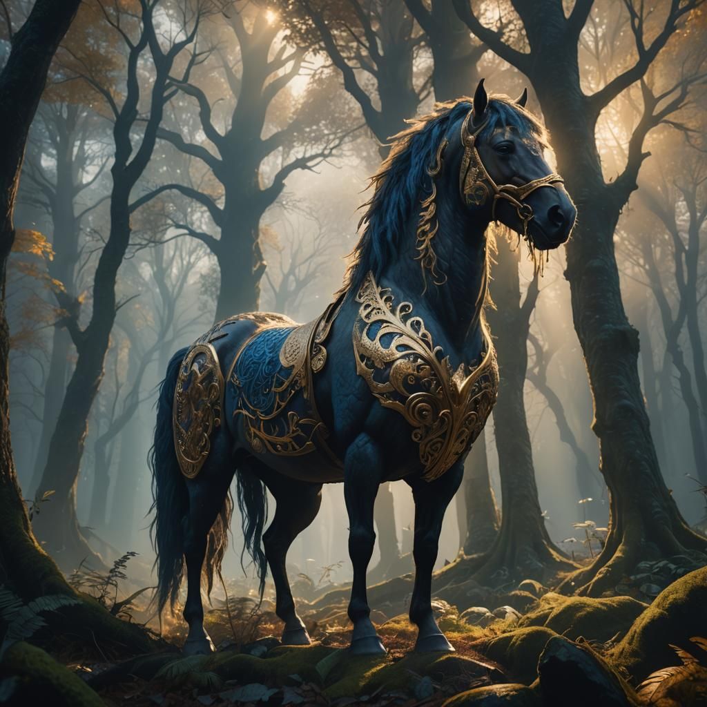 Mystical Equine Humanoid in Golden Light: Fantasy Art