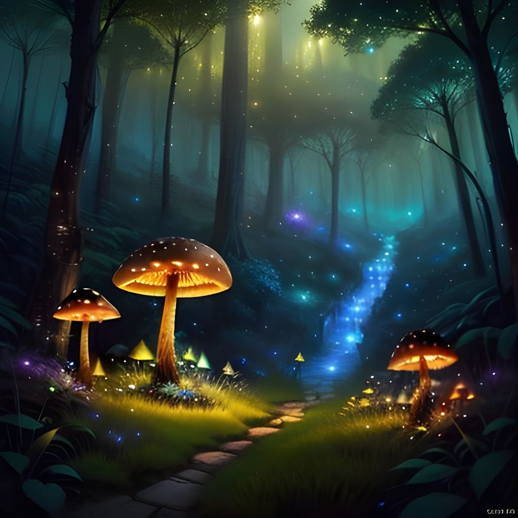 Ethereal Fairy in Mystical Jungle, Digital Painting