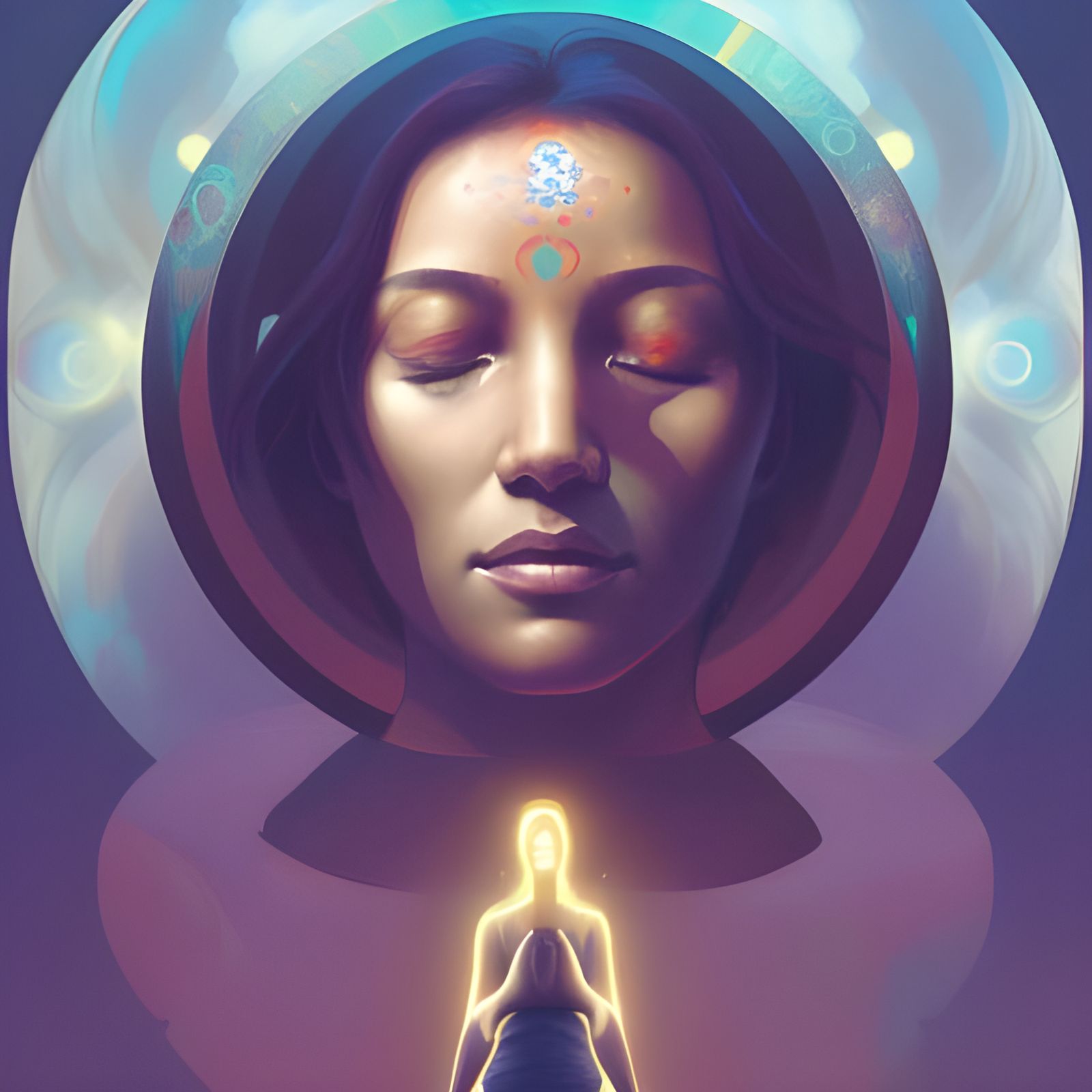 Cosmic Meditation: Detailed 8K Art Station Portrait