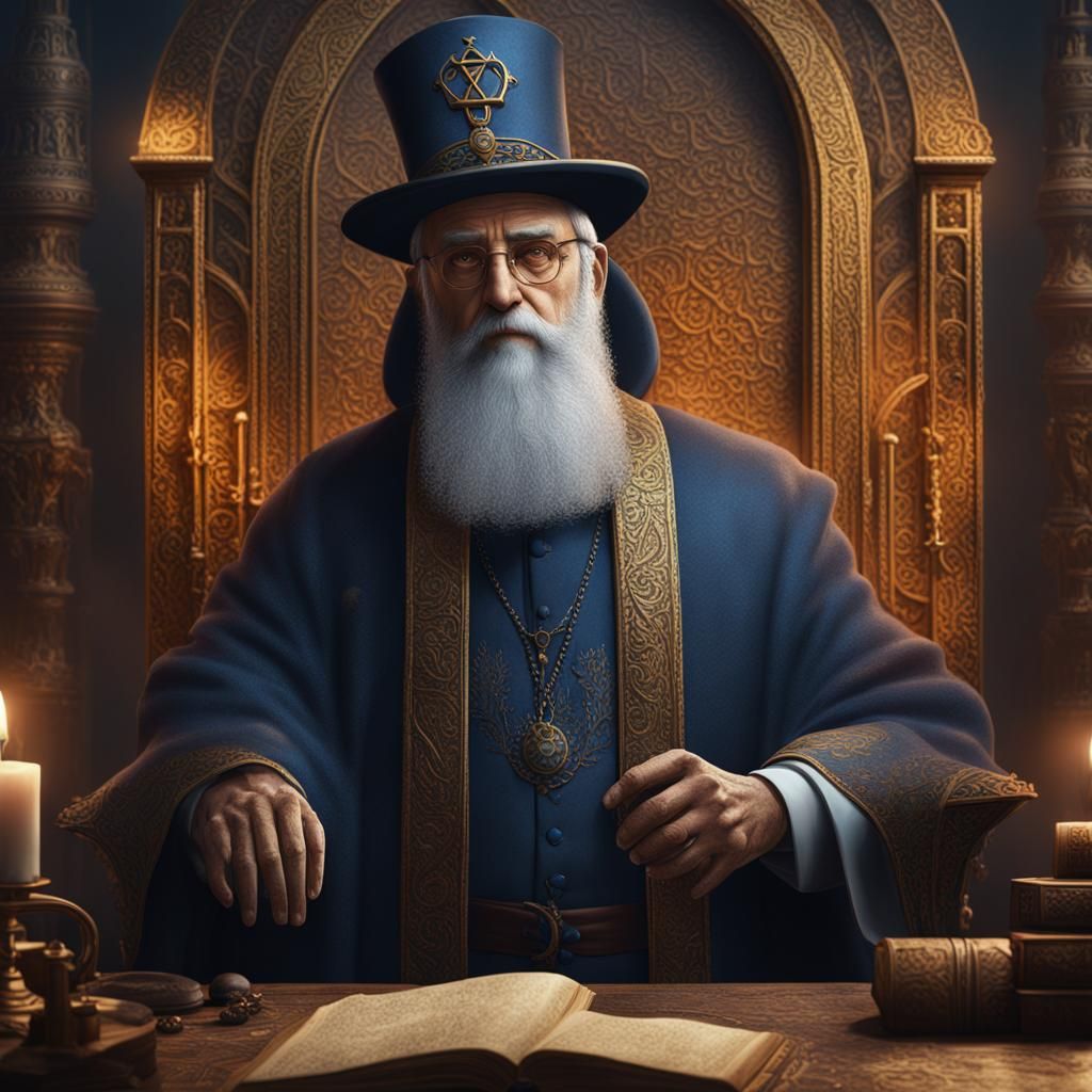 Detailed Portrait of Rabbi Ovadia in Fantasy Art Style