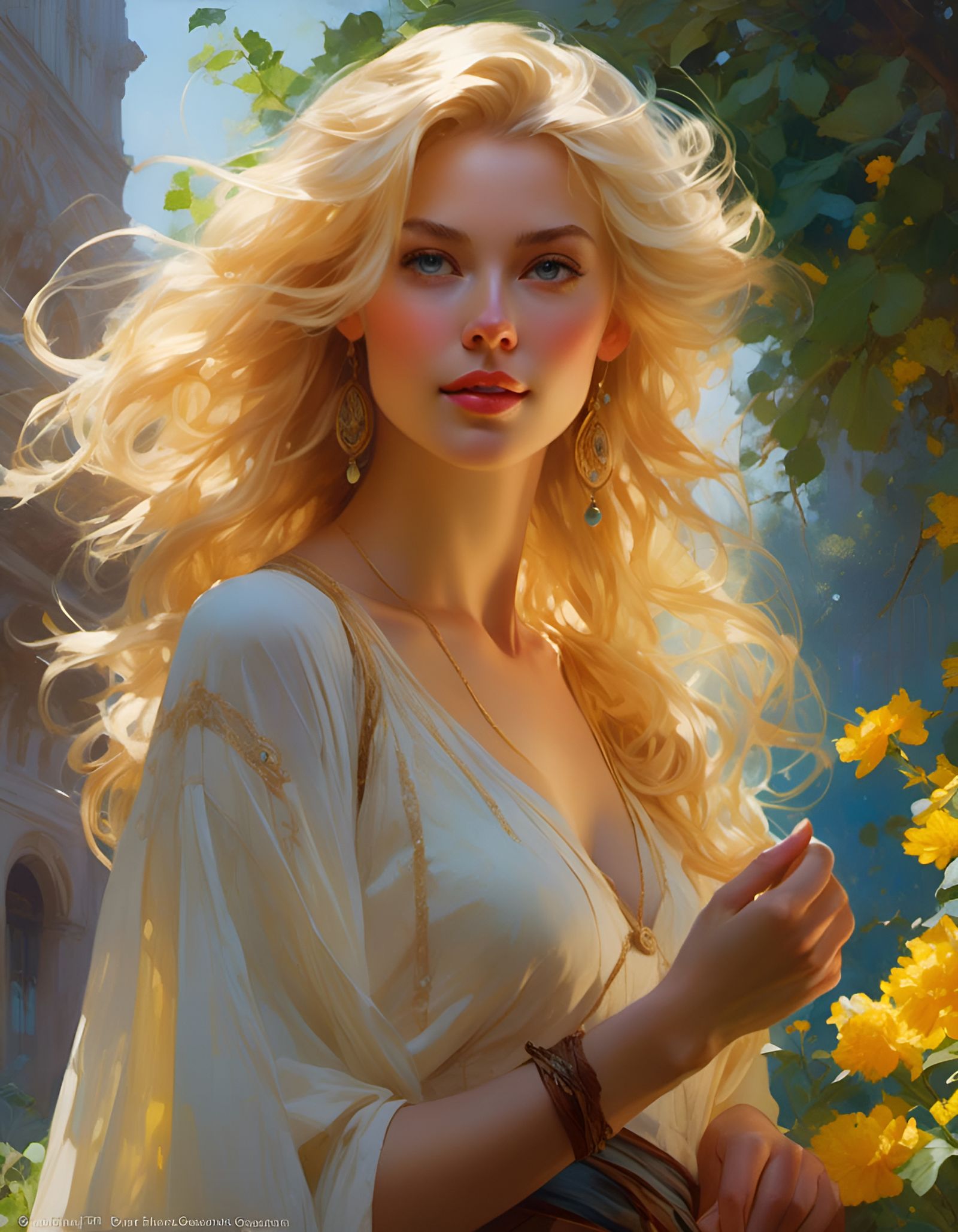 Gorgeous Blonde Woman Portrait in Hyperreal Style