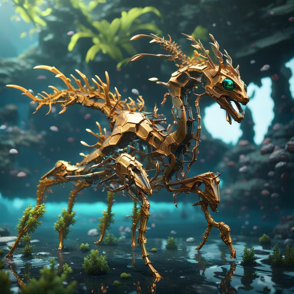Futuristic Sci-Fi Leafy Sea Dragon in 8K