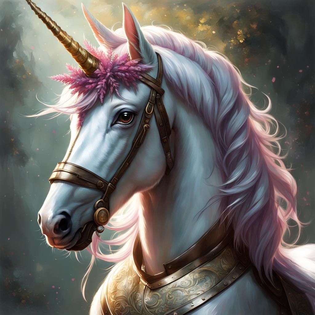 Adorable Unicorn with Heather Hat, Detailed Studio Photo