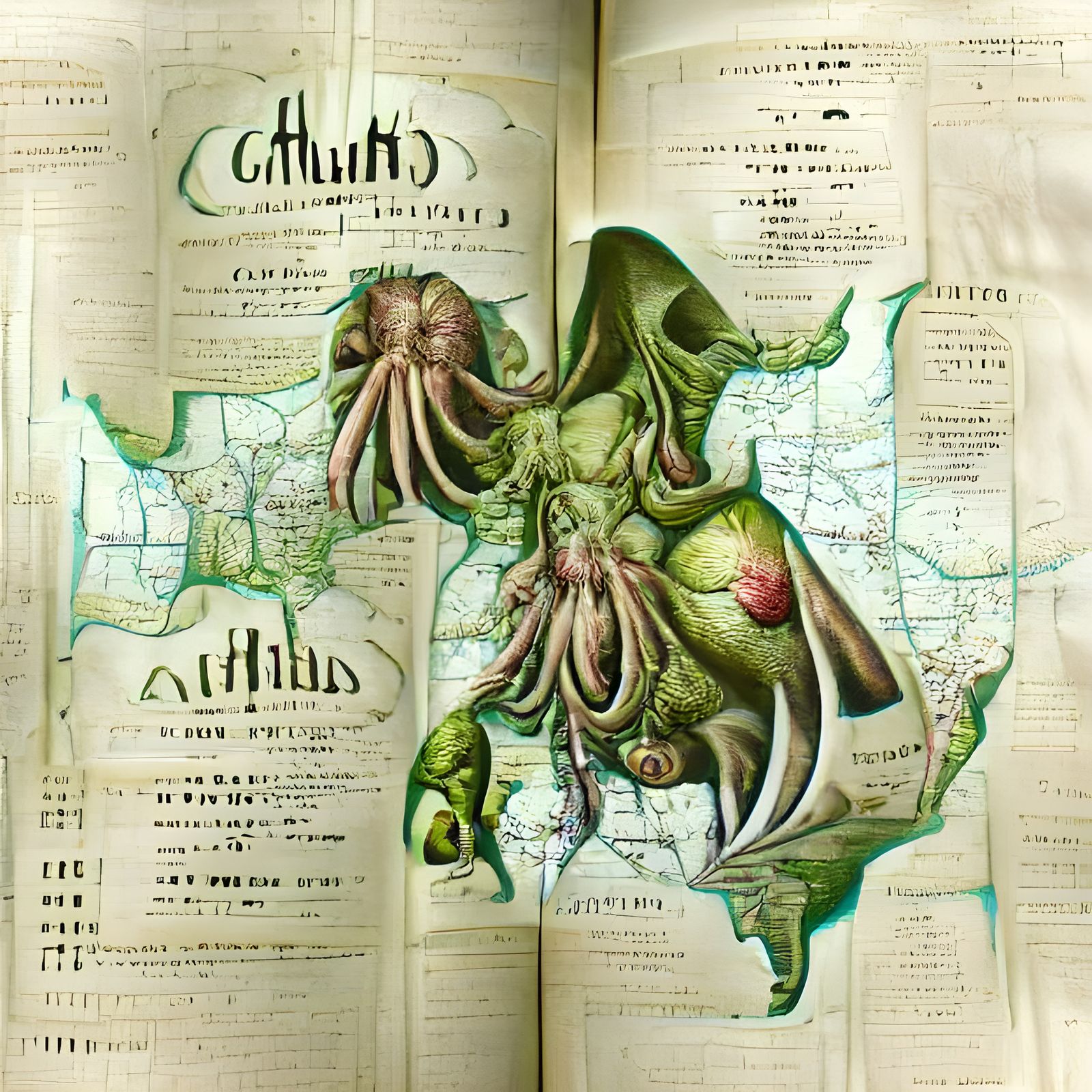 Cthulhu in Antique 18th Century Atlas Style