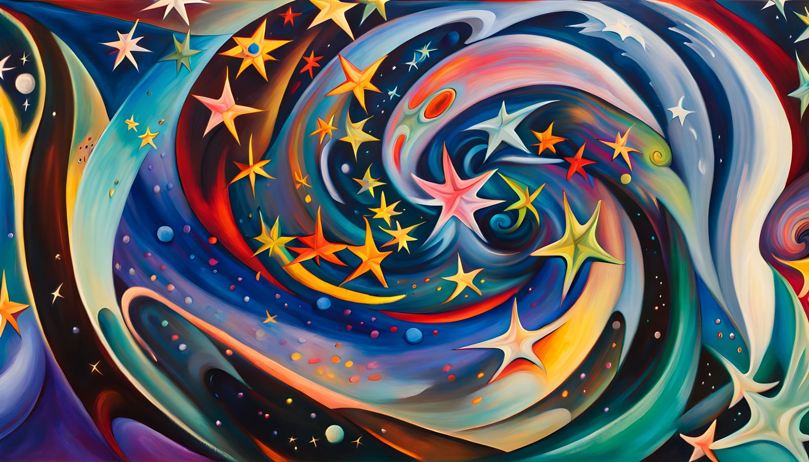 Iridescent Star Cluster in Abstract Expressionism