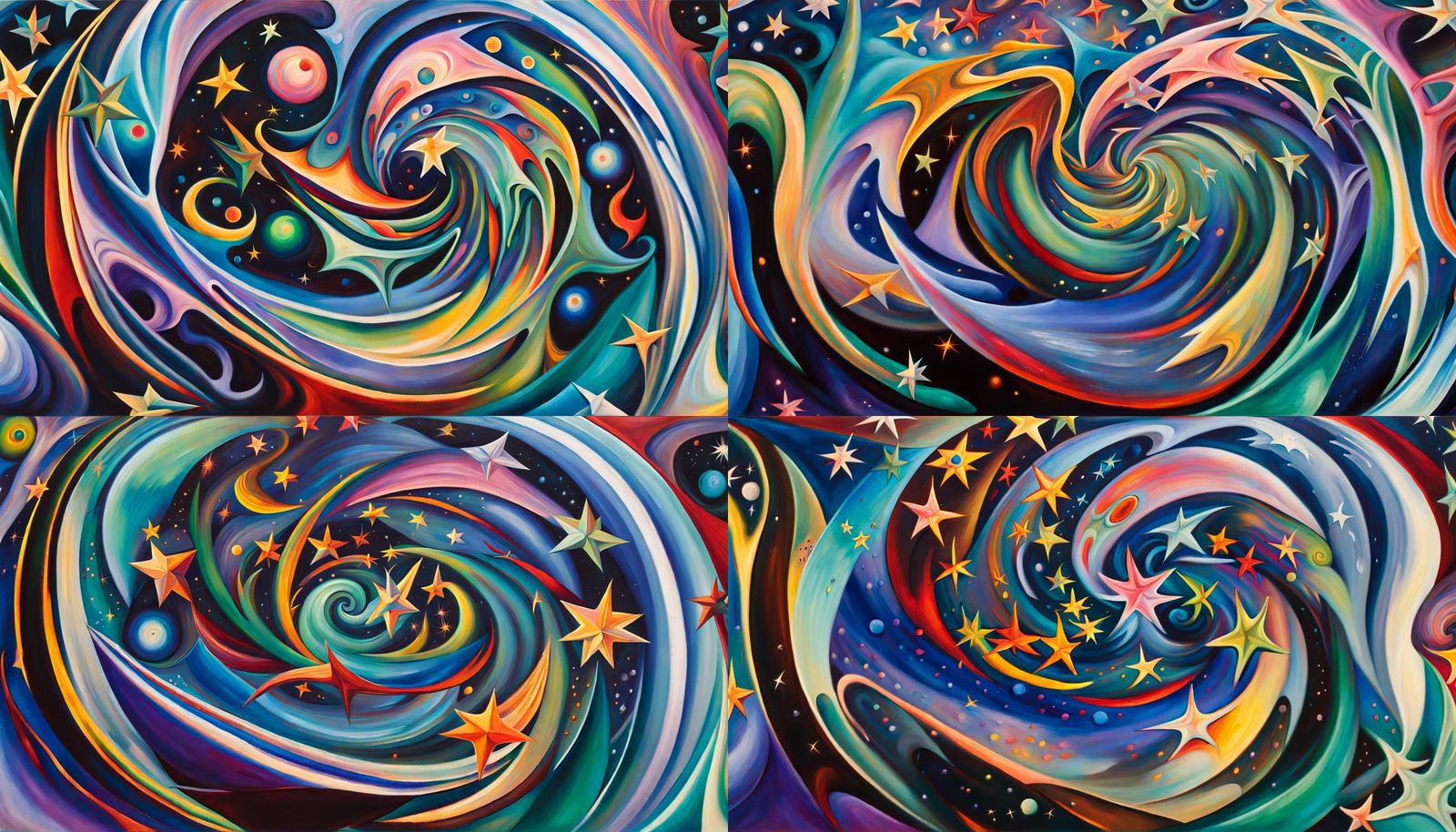 Iridescent Star Cluster Formation in Abstract Expressionism