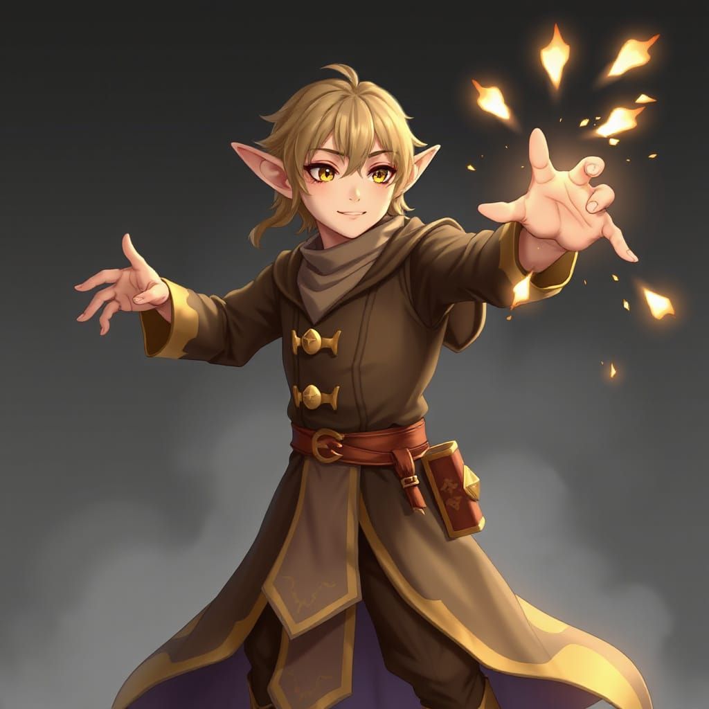 Anime Elf Wizard Casting Magic Spell