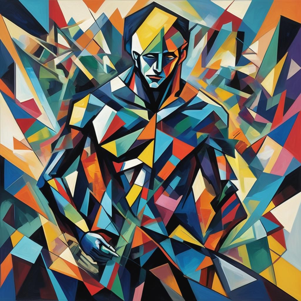 Cubist Figure Reflecting on Accountability