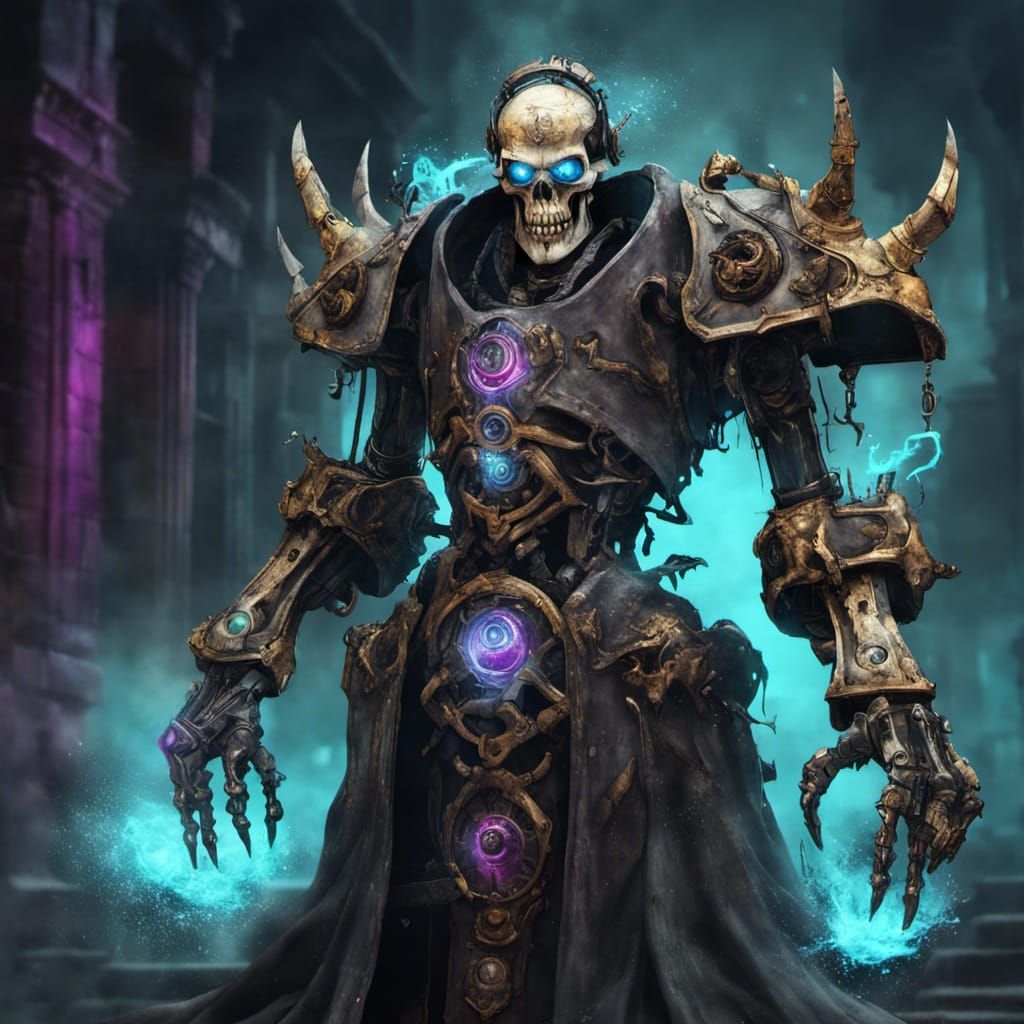 Arcane Lich Mecha Boss in Graffiti Art Style