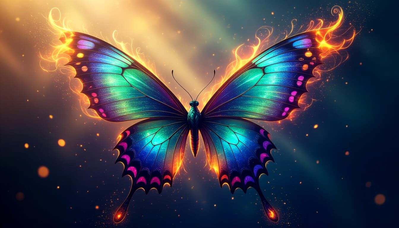 Phoenix-Butterfly Hybrid in Ethereal Glow