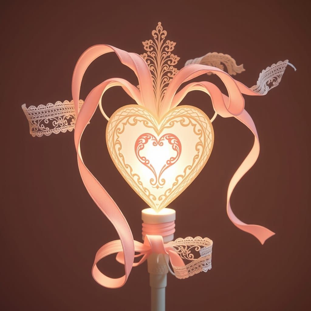 K-Pop Lightstick with Glowing Heart in Art Nouveau Style