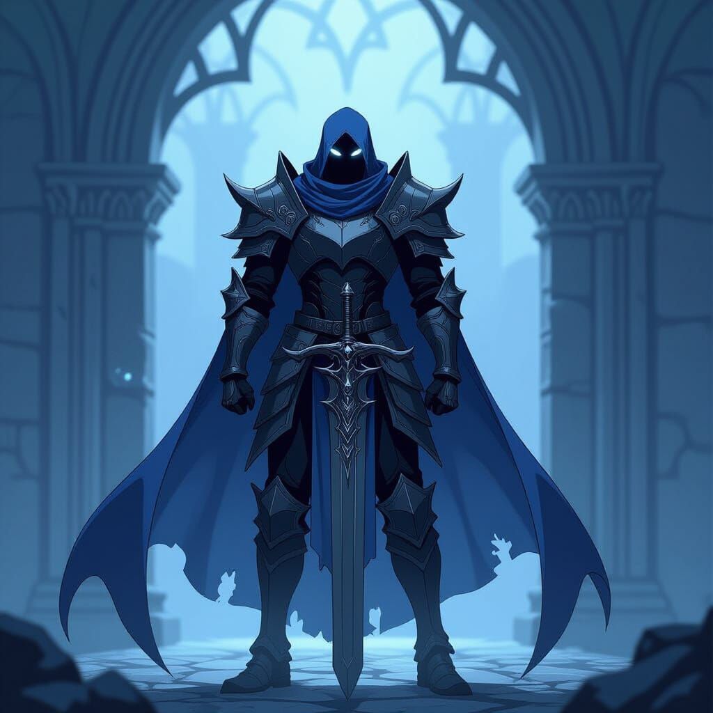 Anime Death Knight in Cel-Shaded Style