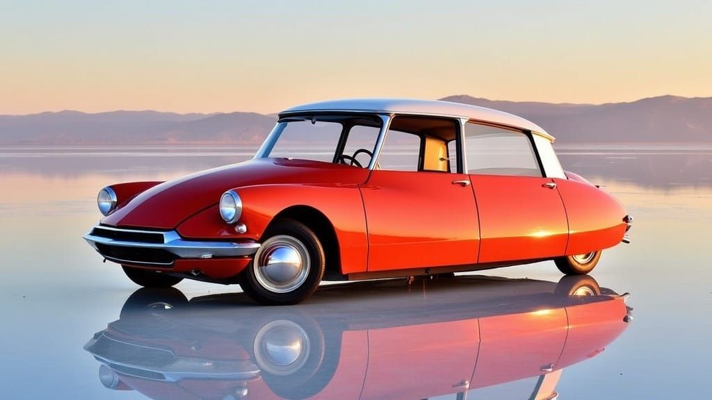 Classic 1958 Citroën DS 19 on Bolivian Salt Flats