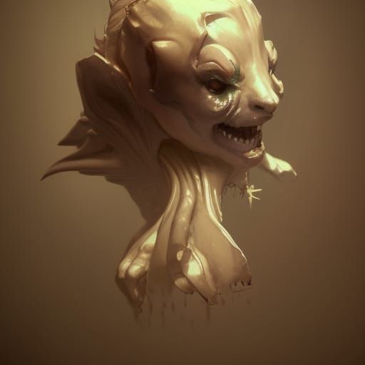 Hyperdetailed Demonic Plushie Portrait in Triadic Colors