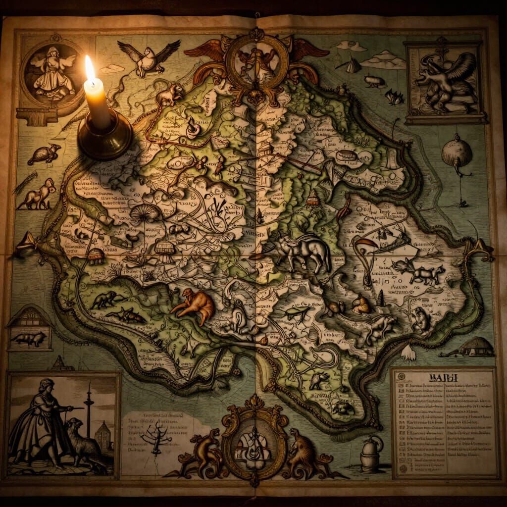 Fantastical Living Map in 18th Century Style